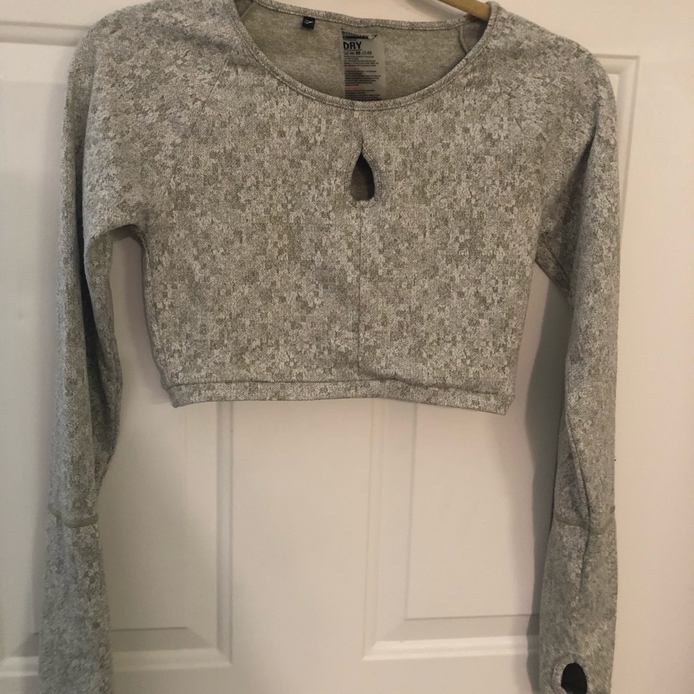Green Gymshark cropped long sleeve top
